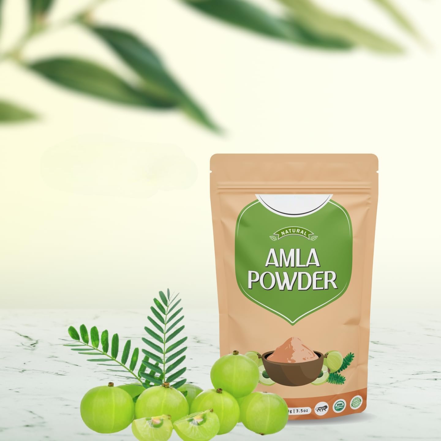 PB Pure & Natural Amla Powder for Health, Hair - 100g | Indian Gooseberry Powder with Wooden Spoon