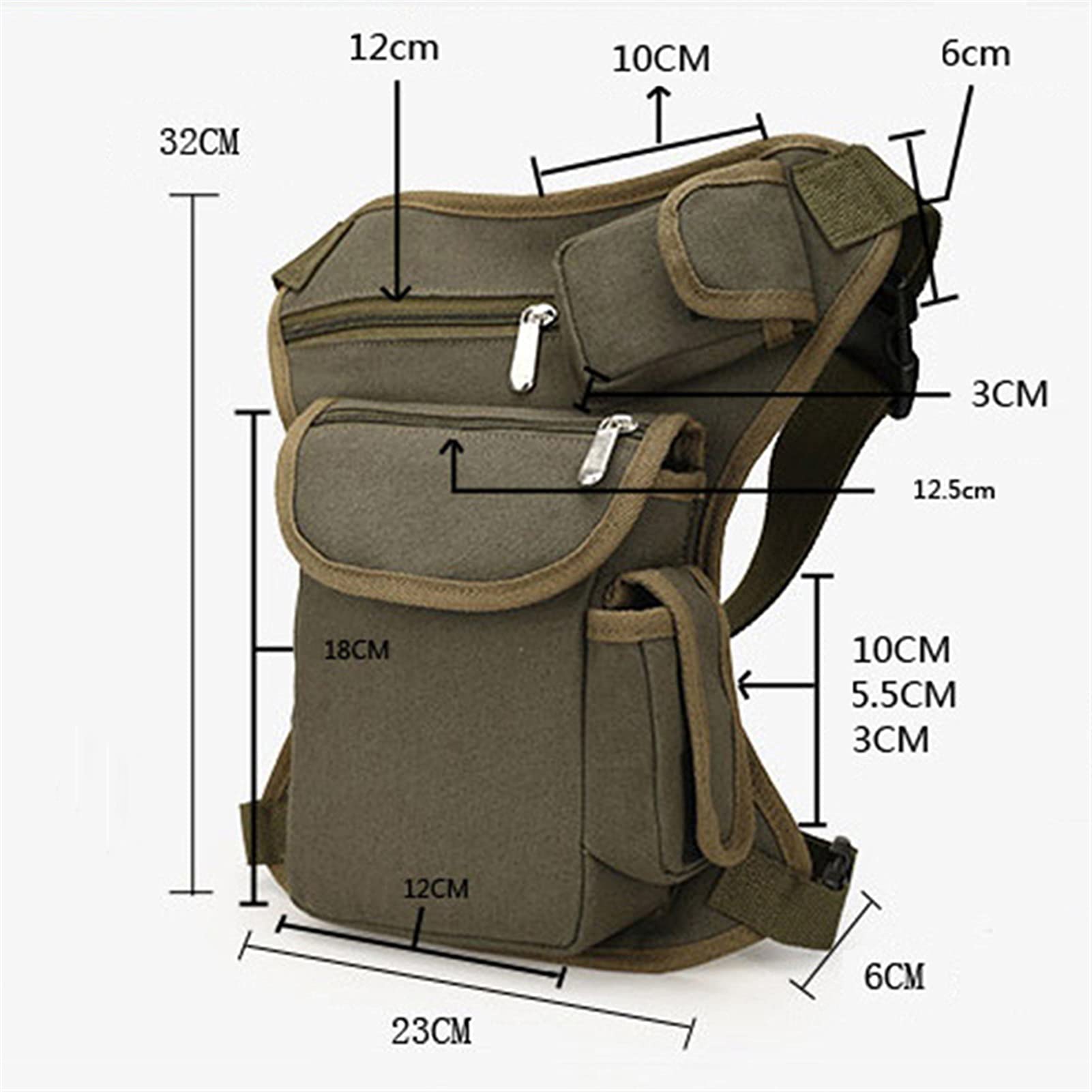 ApuaVireo&Co Męska torba z płótna obniżoną talią, na nogę, męski pasek rower i motocykl, damski pieniądze, unisex, do pracy, czarny