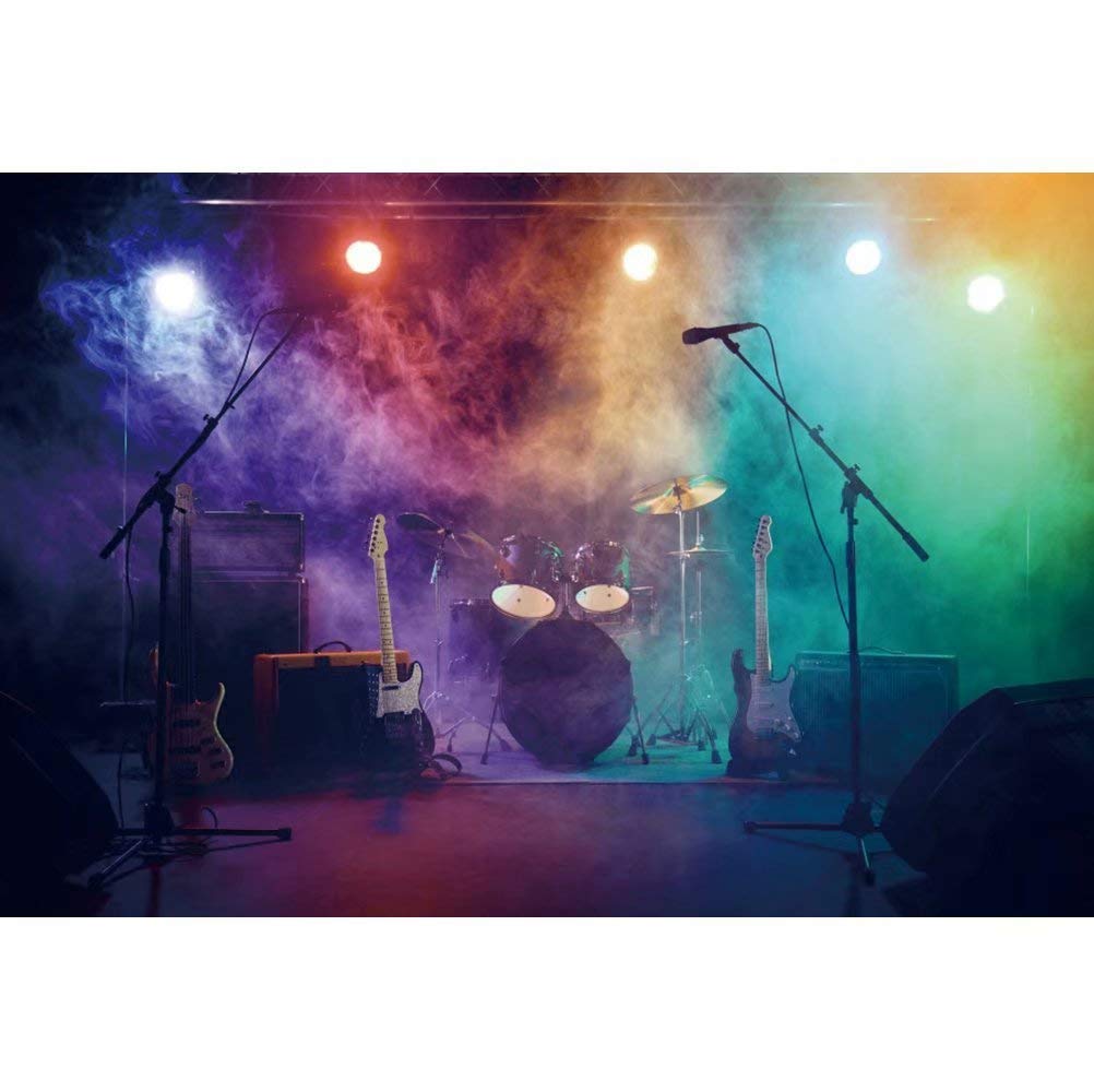DASHAN 7x5ft Music Concert Stage Backdrop Party Decorations Studio Carnival Band Live Shows Musicians Photography Background Music Tapestry Party