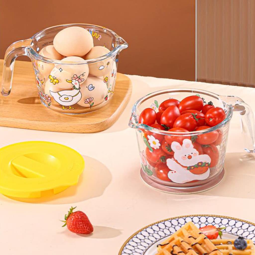 XMING Taza medidora de vidrio con escala y asa for taza de leche doméstica, taza de leche de soja for desayuno en microondas (Color : B)