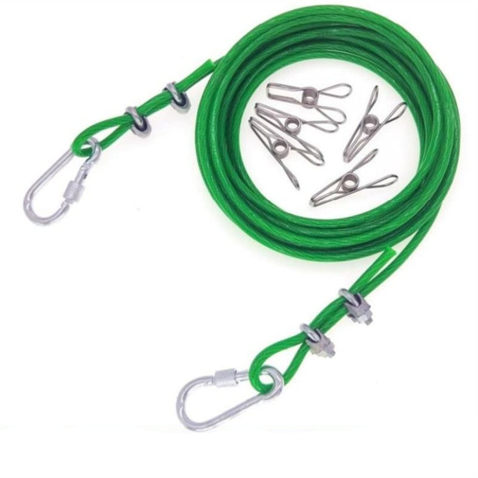 Cable Acero,Cable Acero Plastificado Cable de acero verde de 3m a 20 m CLORURO DE POLIVINILO Cable de cuerda de alambre flexible recubierto de acero inoxidable para tendedero invernadero de vitrina de