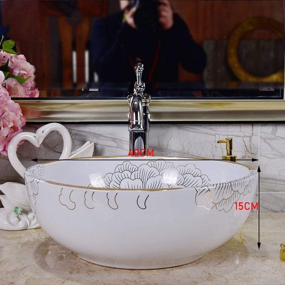 Szafka Pod Umywalkę Z Umywalką, Umywalka Nablatowa, 12-Calowa Okrągła Umywalka Ceramiczna Z Porcelany, Amerykańska Biała Umywalka Nablatowa