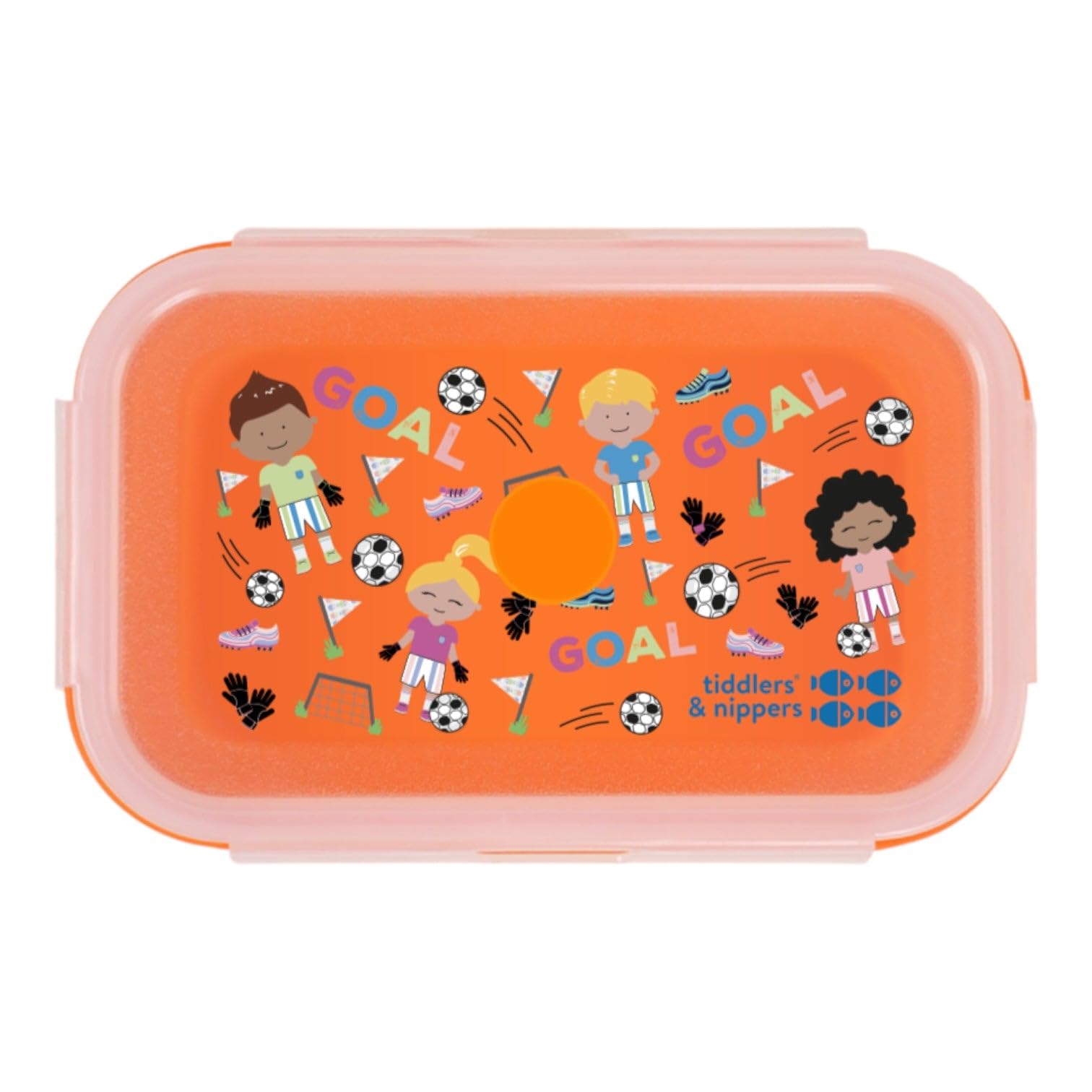 Tiddlers & Nippers Football Fun Collapsible Snack Box | Food Grade Silicone & Pp | Leak-Proof & Bpa-Free | Microwave, Freezer & Dishwasher Safe (Except Lid) (Football Fun)