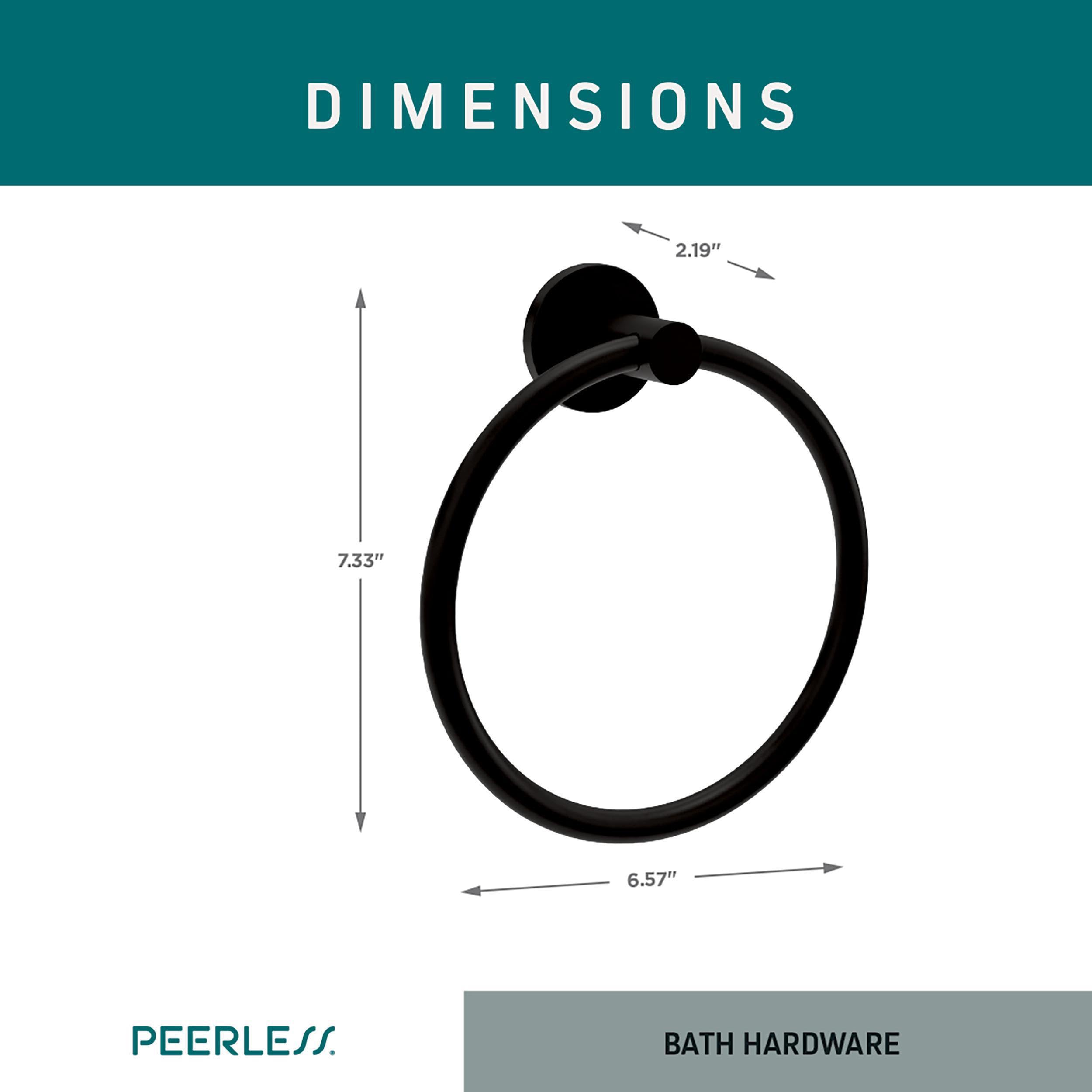 Peerless PA347-BL Anello Portasciugamani Bagno, Design Minimal, Nero Opaco, Acciaio Inox, Dimensioni 18,6x16,7 Cm