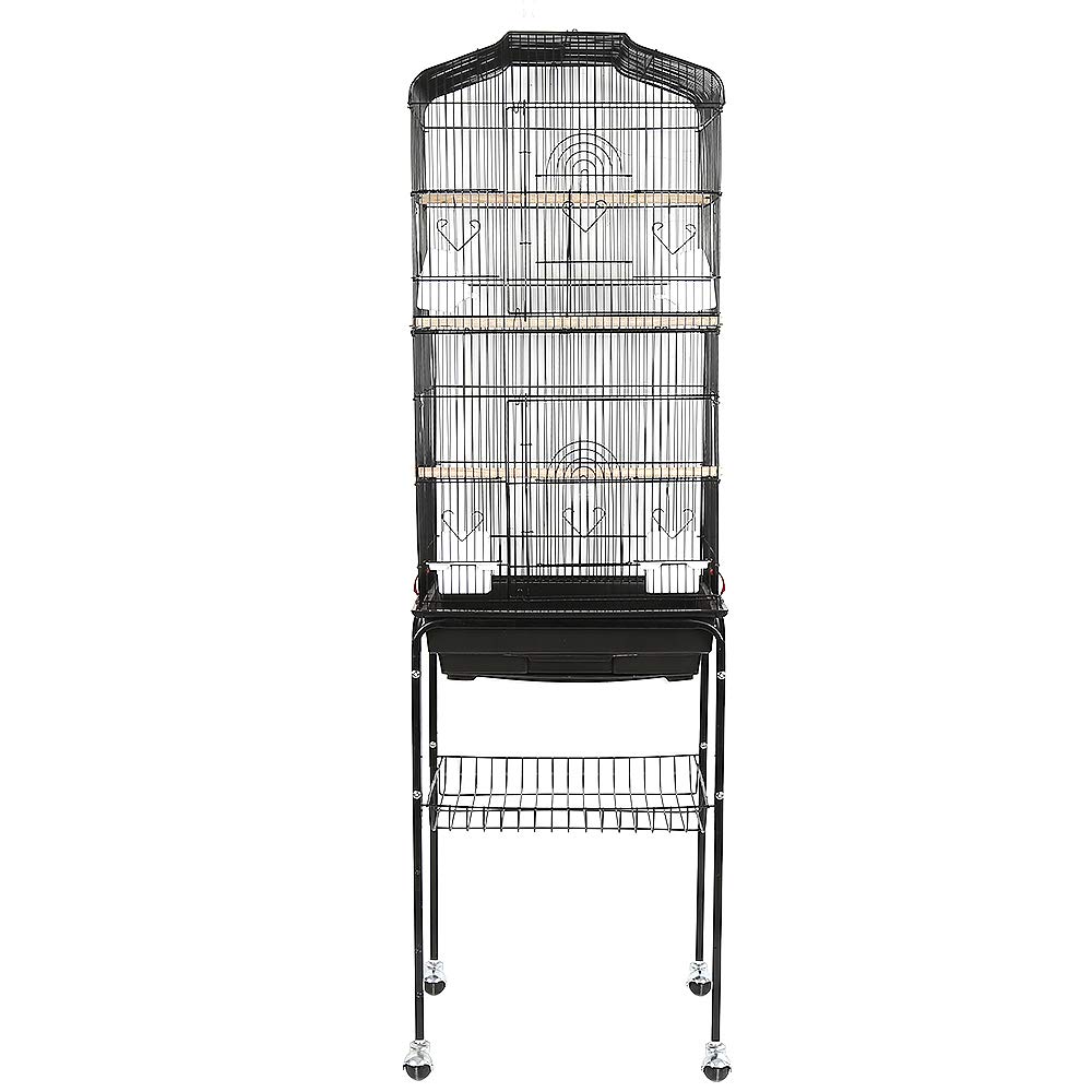 Jaula de pajarera para pájaros loros inseparables Calopsite con pedestal de metal de interior y exterior negro, jaula para loros, calopsitte, palomas (61,5 x 43 x 137 cm)