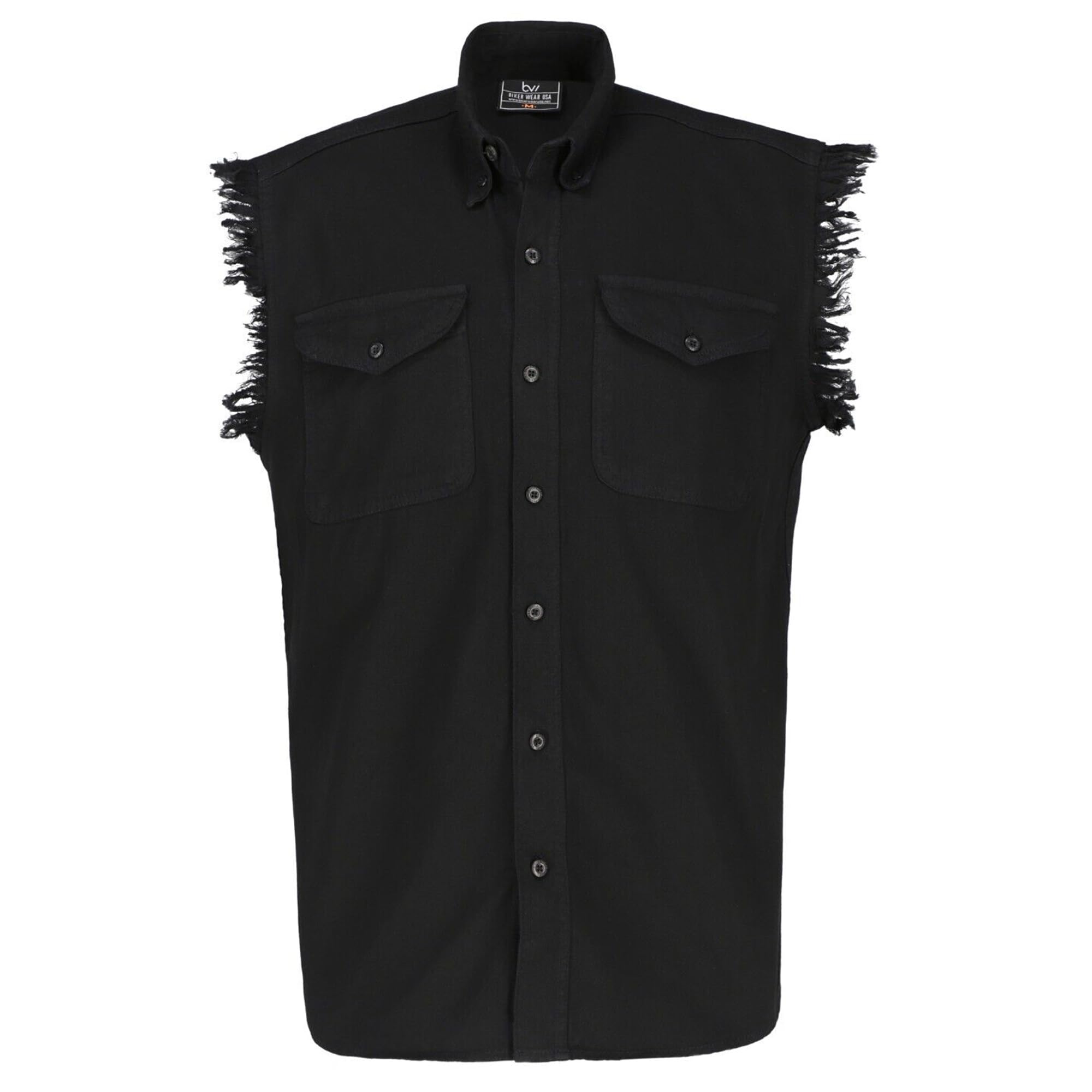 100% Cotton Denim Shirt Sleeveless with Pockets