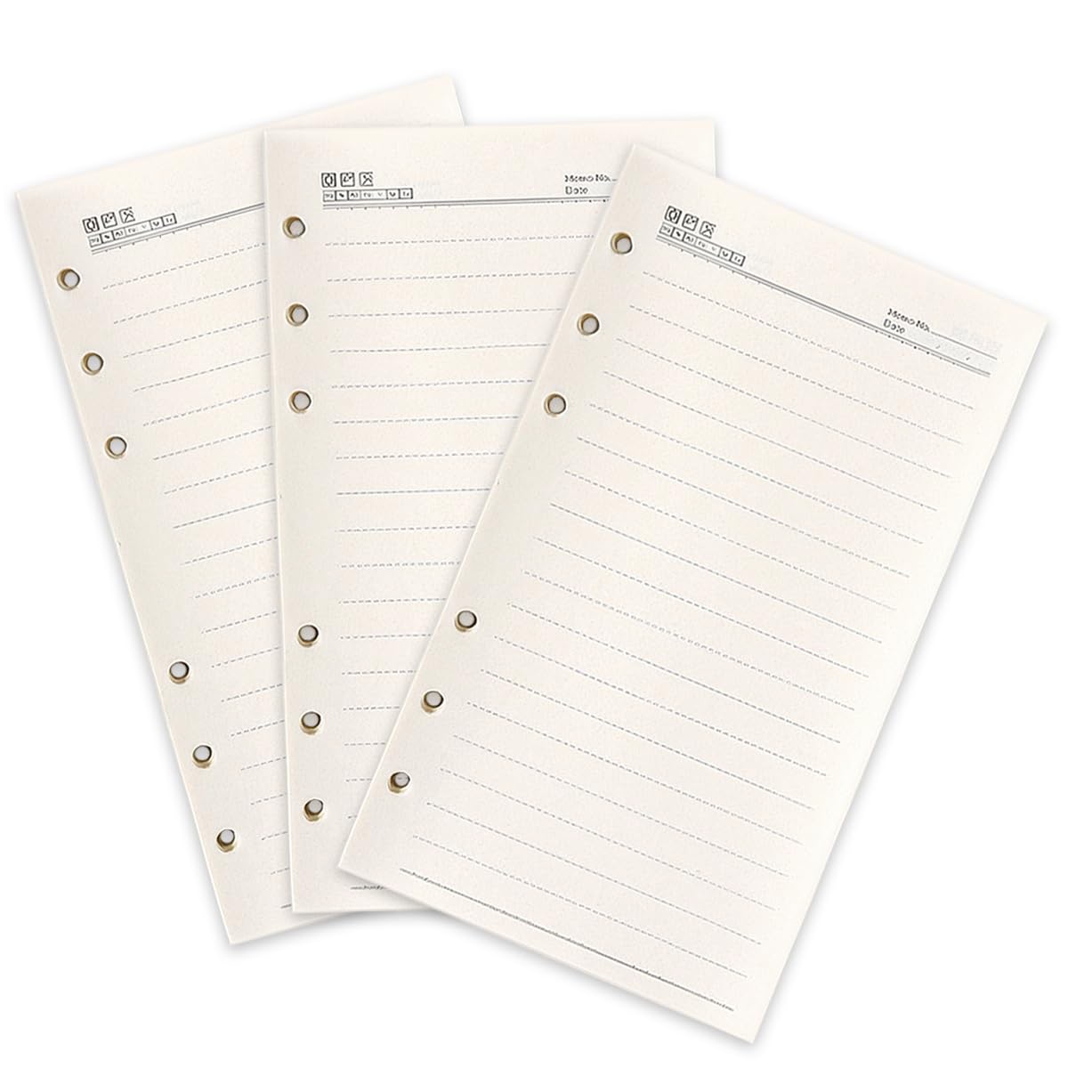 3 Pezzi Fgli con Buchi 6 Anelli,17cm×9.6cm Confezioni di Ricarica A6 | Lattiginoso Loose-leaf Paper Refill,180 Fogli Confezioni di Ricarica A6,Ricarica Taccuino per Appunti,Agende e Planner