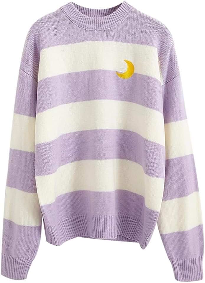 purple striped sweater