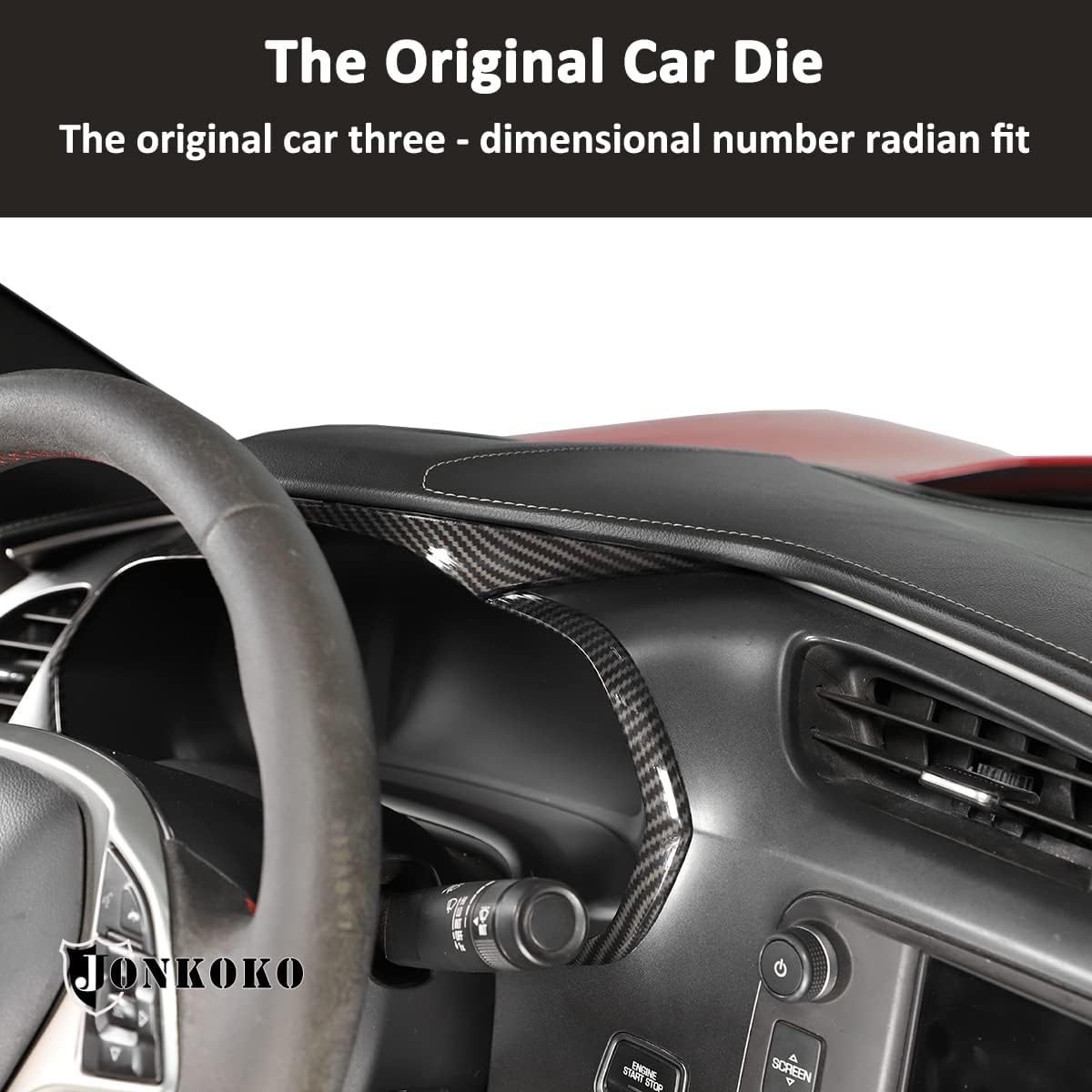 Car Dashboard Decorative Frame Dial Rings Cover Trim Frame for Chevrolet Corvette C7 2014-2019 Dashboard Cover Trim Accessories (Carbon Fiber)