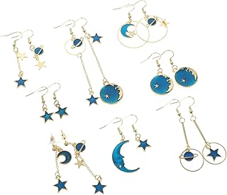 8 Pares De Brincos De Inspiração Marinha Conjunto De Joias Para Roupas Kit De Joias Terno Feminino Brincos Assimétricos Brincos De Planeta Para Mulheres Brincos De Moda Para