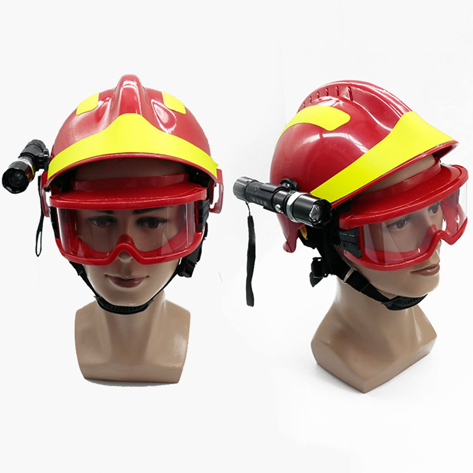 Cascos de Seguridad Casco de Trabajo Duro, Casco de protección de Rescate de Emergencia con Faro y Gafas, Casco de Bombero de Casco Duro para Hombres y Mujeres para Adultos
