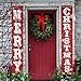 O-Heart Merry Christmas Banner, Buffalo Plaid Christmas Porch Sign Hanging Xmas Decorations Indoor Outdoor for Home Wall Front Door Apartment Party