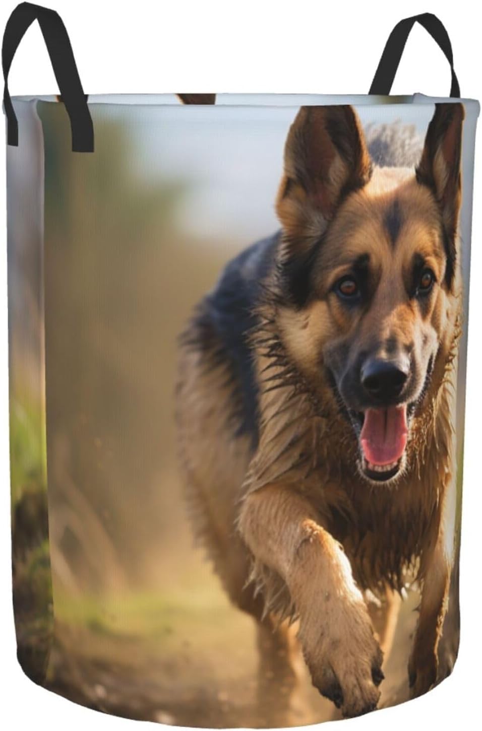 Laundry Basket Freestanding Running german shepherd dog Laundry Hamper Collapsible Tall Clothes Hamper with Handles Dirty Clothes Basket for Dorm Bedroom Travel Camping Bathroom Baskets