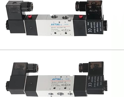 Miniatura 7 de Válvula solenoide AirTAC 4V330E-10 DC12V 38 "PT Doble solenoide 53 vías Centro de escape Aire neumático piloto interno 21-114 PSI 5 Puerto 3