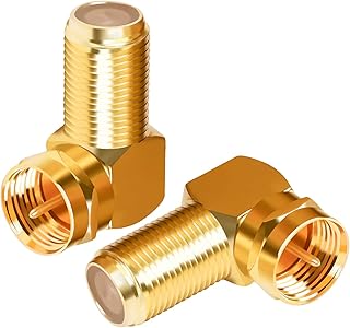 Goupchn 2 Pack F Type Right Angle Male to Female Adapters RG6 Gold Plated Coaxial Connectors for Coax Cables, Wall Mounted TV, Wall Plates