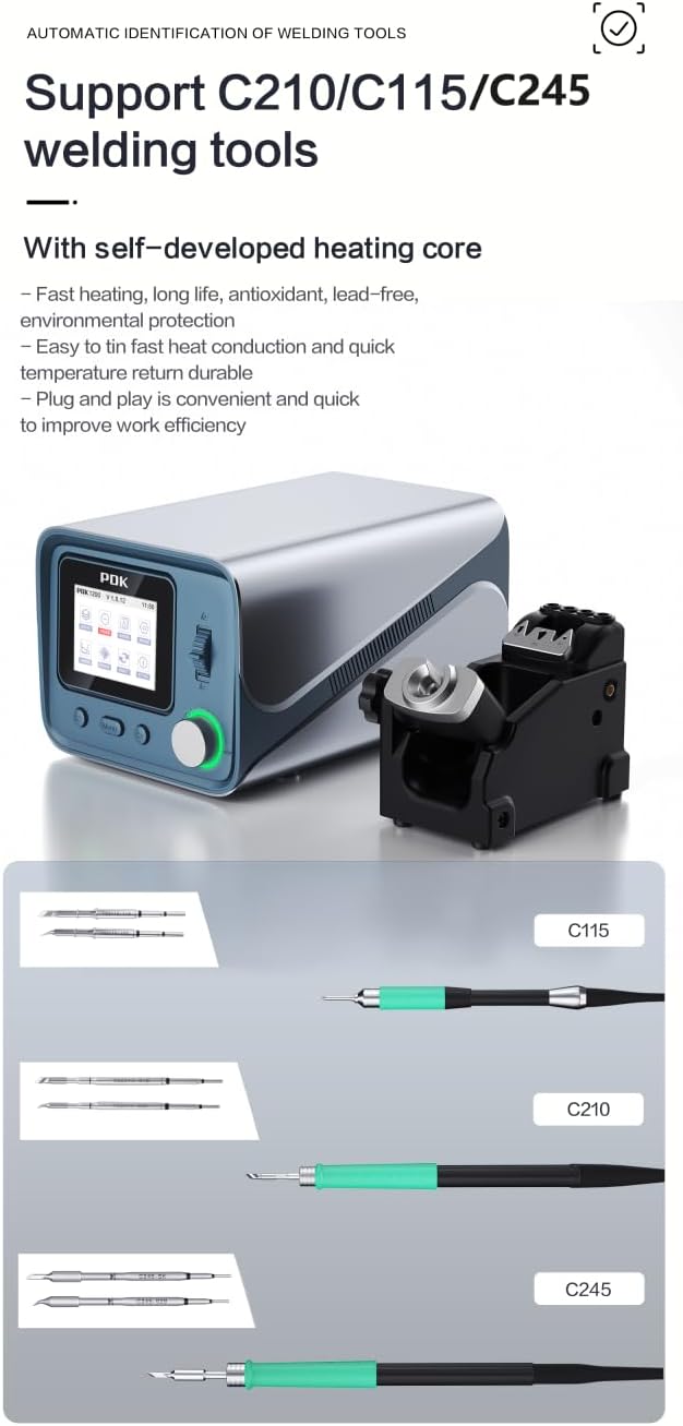 300W Dual Channel Electronics Soldering Station with C245/C210/C115 Handle