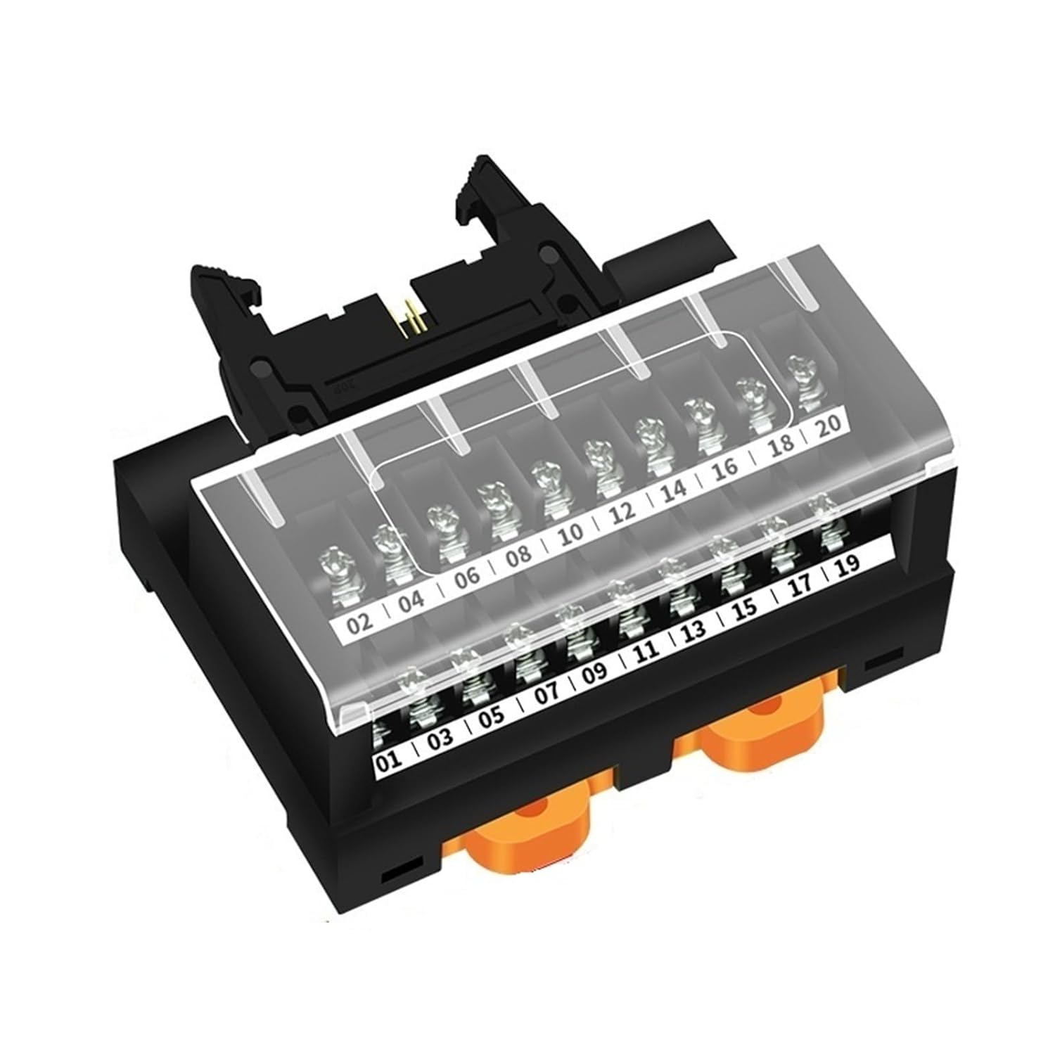 Terminal Block for PLC DIN Rail and Screw Mount, IDC20 Terminal Block Board with Pitch 6.35mm PLC20 Cable(Horizontal Type)