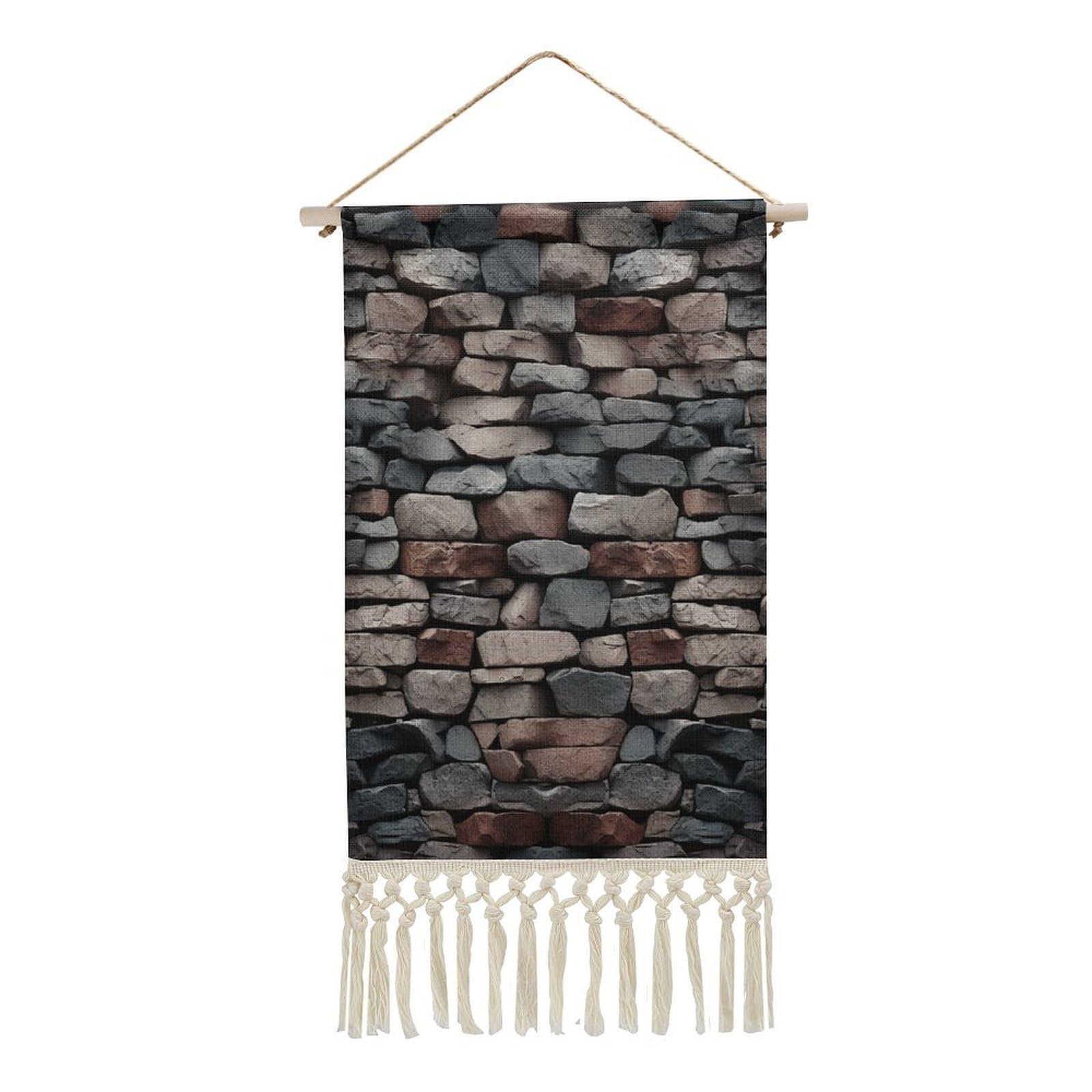 Adfgyerh Style Stone Tapestry With Tassels Cotton And Linen Hanging Posters, Wall Art For Travel Gift, Wall Tapestry For Office Home Decor Bedroom Living Room Decor