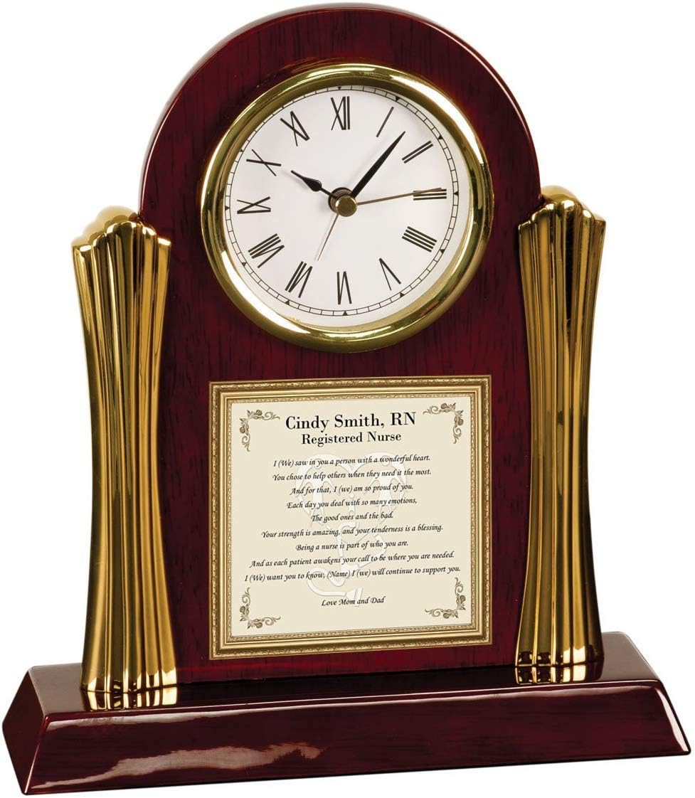 AllGiftFrames Clock Nurse Gift Nursing School Graduation Present Poetry Cherry Desk Nurse Practitioner Registered Nurse BSN RN LVN