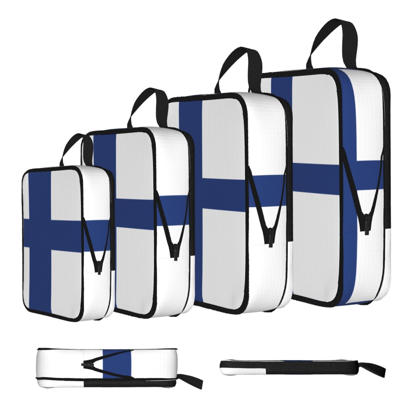 Sxzvvbn Black Finnish Flag Compression Packing Cubes 4 Piece Set