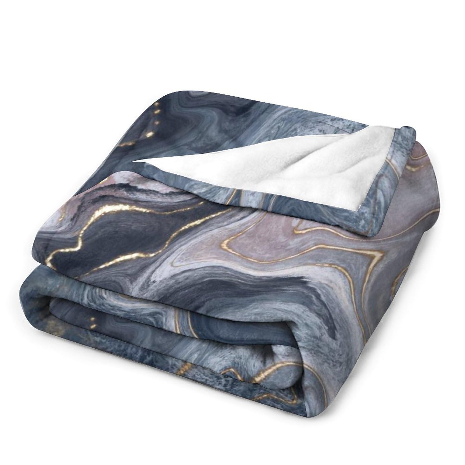 Manta de felpa, color rosa, negro, gris, mármol, suave, esponjosa, acogedora, manta de franela para todas las estaciones, para sofá cama, 60 x 80 pulgadas