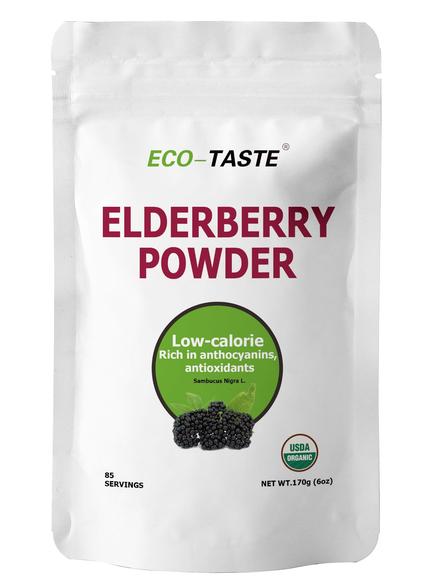 ECO-TASTE Elderberry Juice Powder, Supports Healthy Immune System, Non GMO and Vegan Friendly, 170g