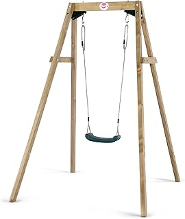 Plum Play Outdoor Kids Garden Dimensional Classic FSC Wooden Double or Single Swing Set with Heavy Duty Seats and Soft Feel Rope - Max User 50kg (Single)