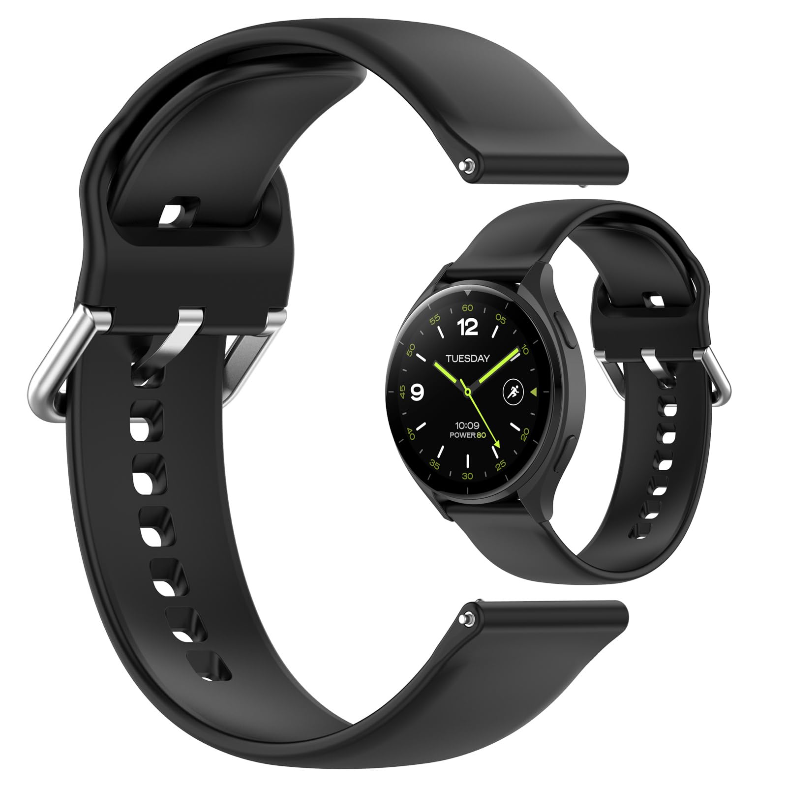 AWADUO Compatible with OnePlus Watch 2 Replacement Band Silicone Wrist Strap Bracelet Soft And Durable with Quick Release Smartwatch Accessorie(Black)