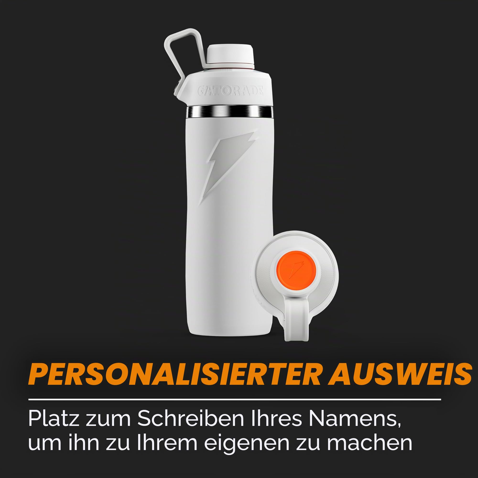 Gatorade 'Overtime' Edelstahl-Wasserflasche, Drehverschluss, 625 ml, Grau