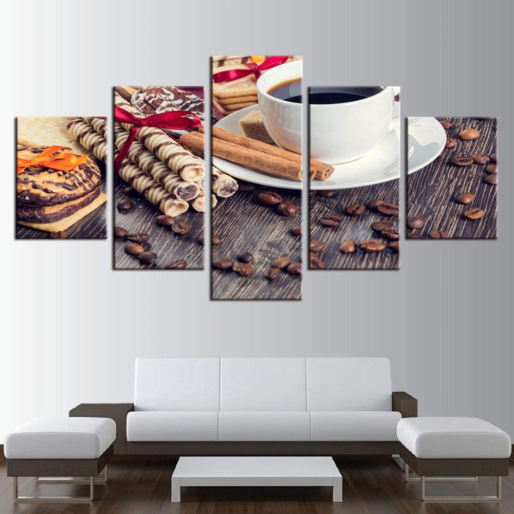 Impresiones sobre Lienzo HD Lienzo Arte De La Pared Decoración del Hogar Marco Cartel 5 Panel Café Chocolate para Sala De Estar Impreso Moderno Cuadros Pintura Animal Fotos