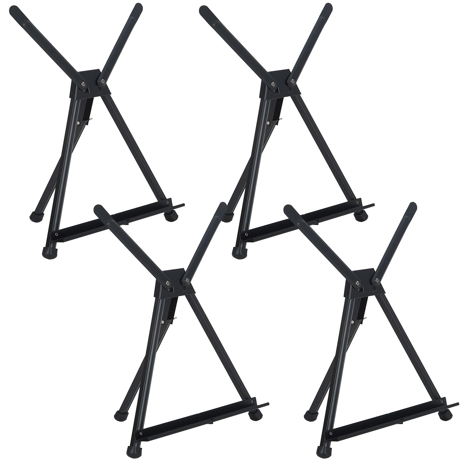 Meeden Black 4Pcs Tabletop Easels, Metal Easel Stand For Painting & Display, Aluminum Desktop Art Painting Easel, Foldable Portable Paint Easel Tripod Stand For Canvas, Paintings, Photos, Books, Signs