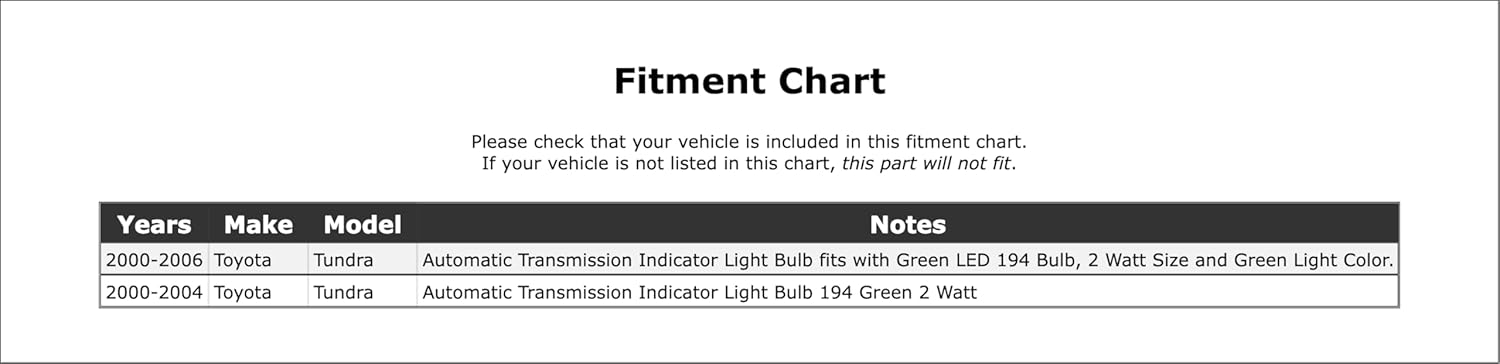 Automatic Transmission Indicator Light Bulb Compatible With Toyota Tundra 2006 2005 2004 2003 2002 2001 2000 P-1453068