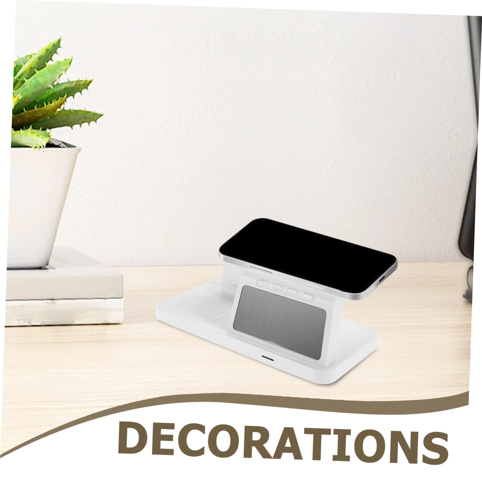15w Cargador Inalámbrico Reloj y Luz Nocturna Base de Carga para Mesita de Noche Carga Rápida para Múltiples Dispositivos
