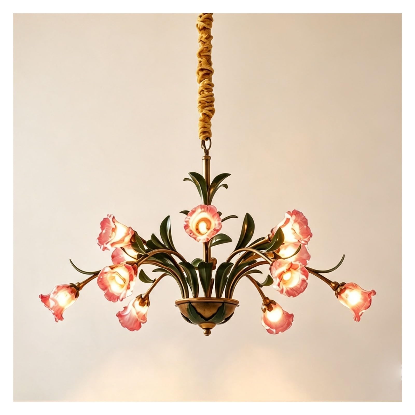 LUOYAOB Botanical Hanging Lamp Leaf Ceiling Fixture Glass Shade Light