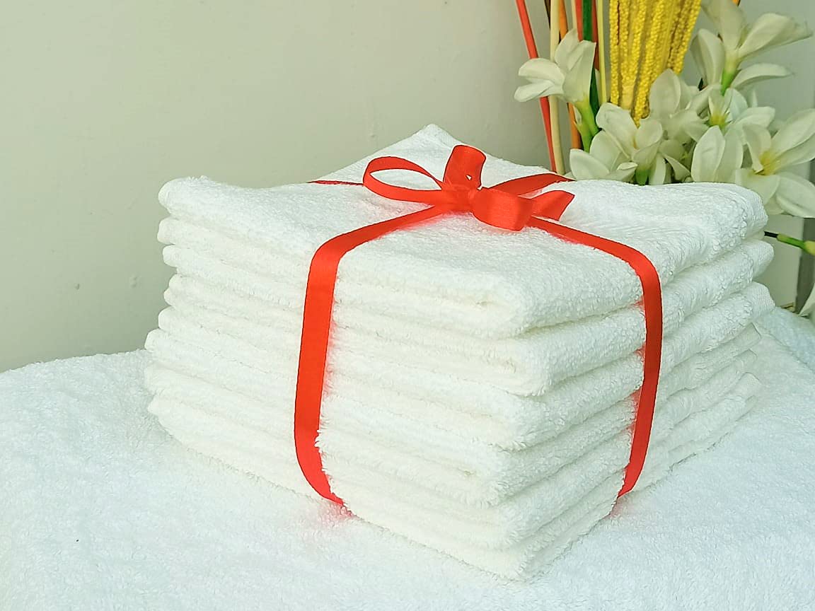 Cotton White Face Towel (14x14 inch / 35x35 cm), Towel Hanky for Gym, Sports, Exercise, Running, Travel, Home and Kitchen, Sweating, Baby Feed, White Handkerchief Towel Set of 6 Pieces-image-26