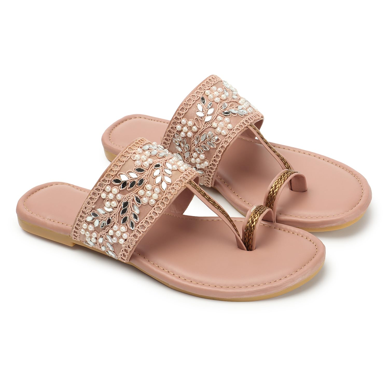 Naitik Women's Kolhapuri Stylish Casual Flat Sandals, Ethnic Flat Chappals for Party & Occasions(Grey)-picture-32