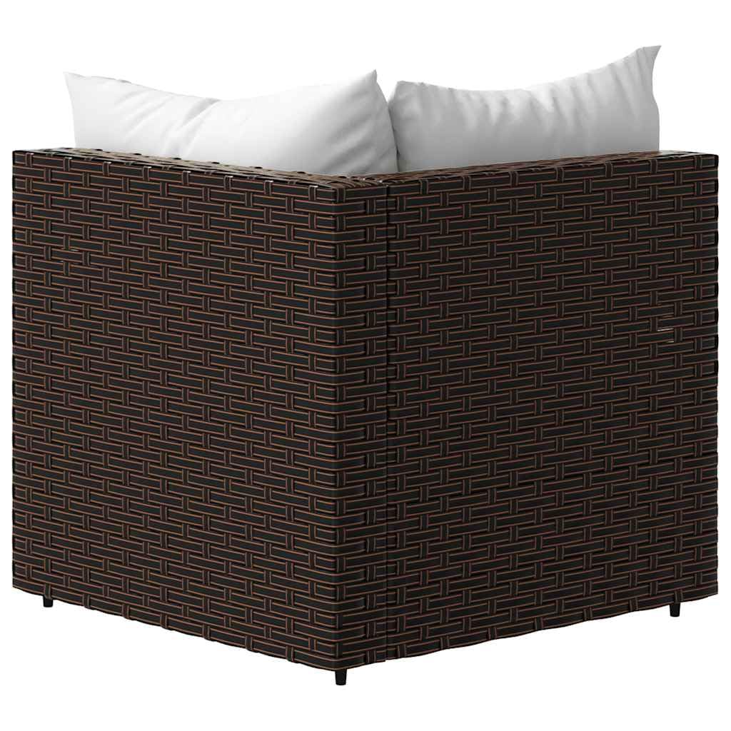 vidaXL Divano Angolare da Giardino con Cuscini in Polyrattan Marrone