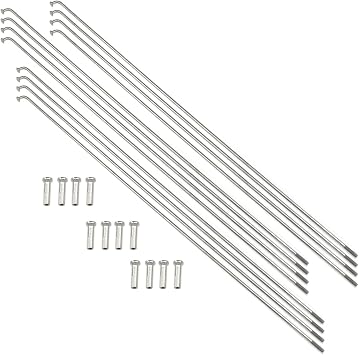 254mm/10 Inch Stainless Steel Spokes Bike Spokes Bicycle Spokes 14G MTB Spoke Bike Spokes Mountain/Road Bikes with 14mm Spoke Caps 12PCS