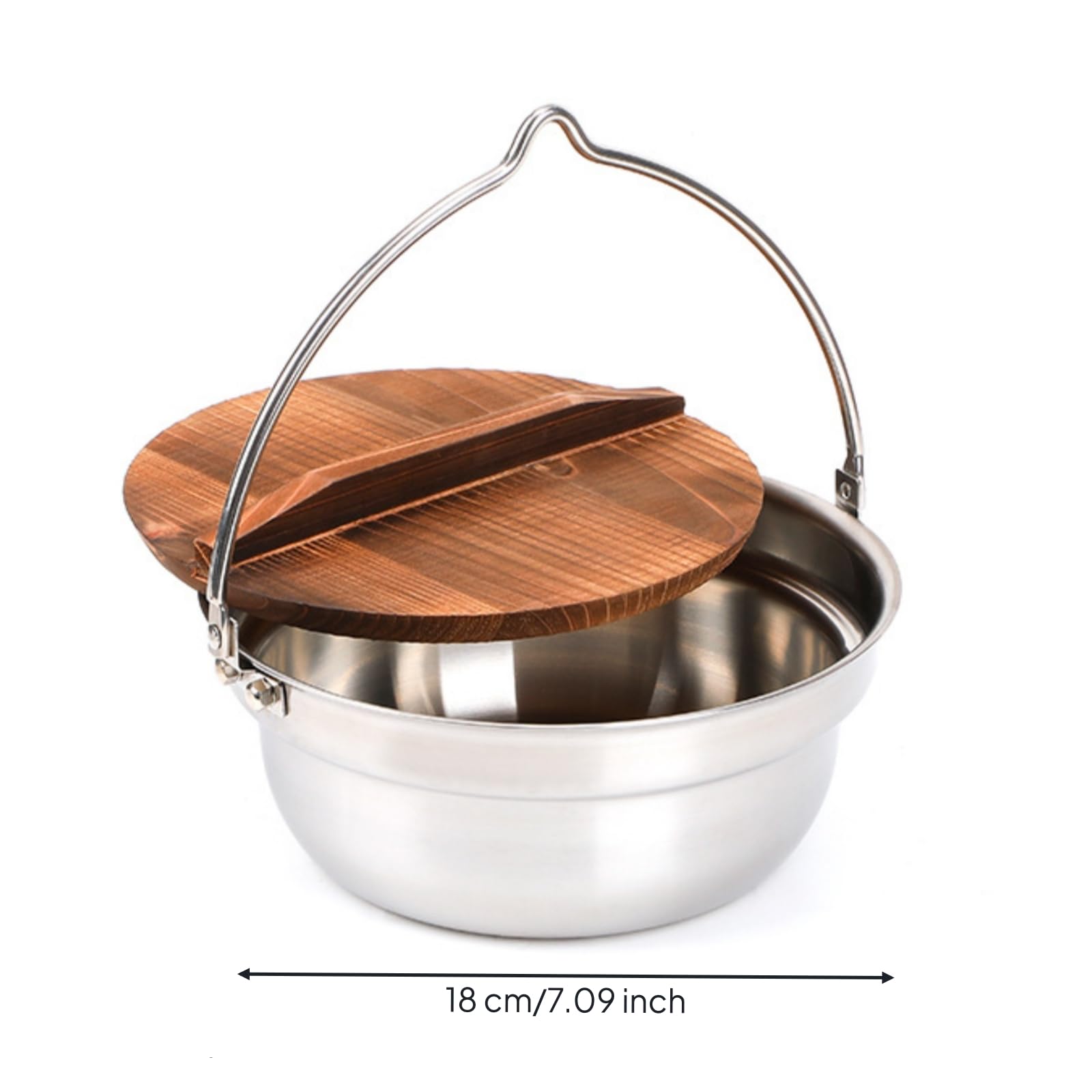 Olla Acero Inoxidable con Tapa Ergonómico Puchero con Asa Térmica Cazuela para Campistas, Excursionistas, Fogata, Camping, 18cm, Olla Colgante Multifuncional De 18cm, Modelo A