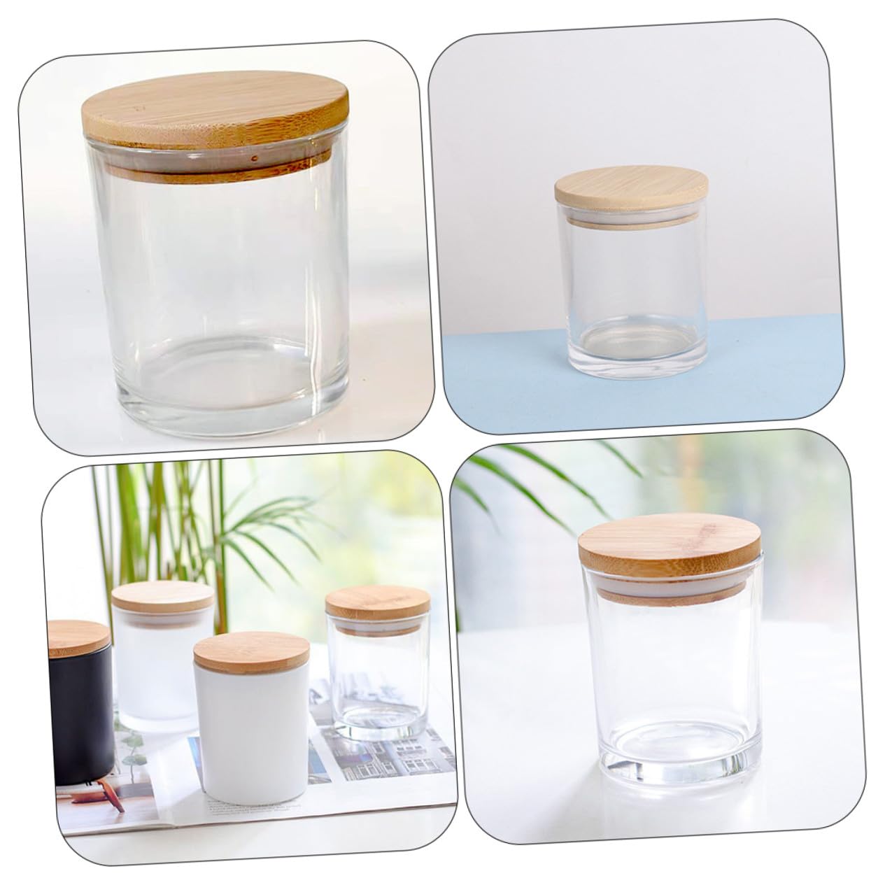 Glas Kerzendosen Elegantes Design Luftdicht Verschlossen 5 Stück mit Deckel zum Kerzenmachen für Selbstgemacht Duftkerzen und Dekoration im Zuhause