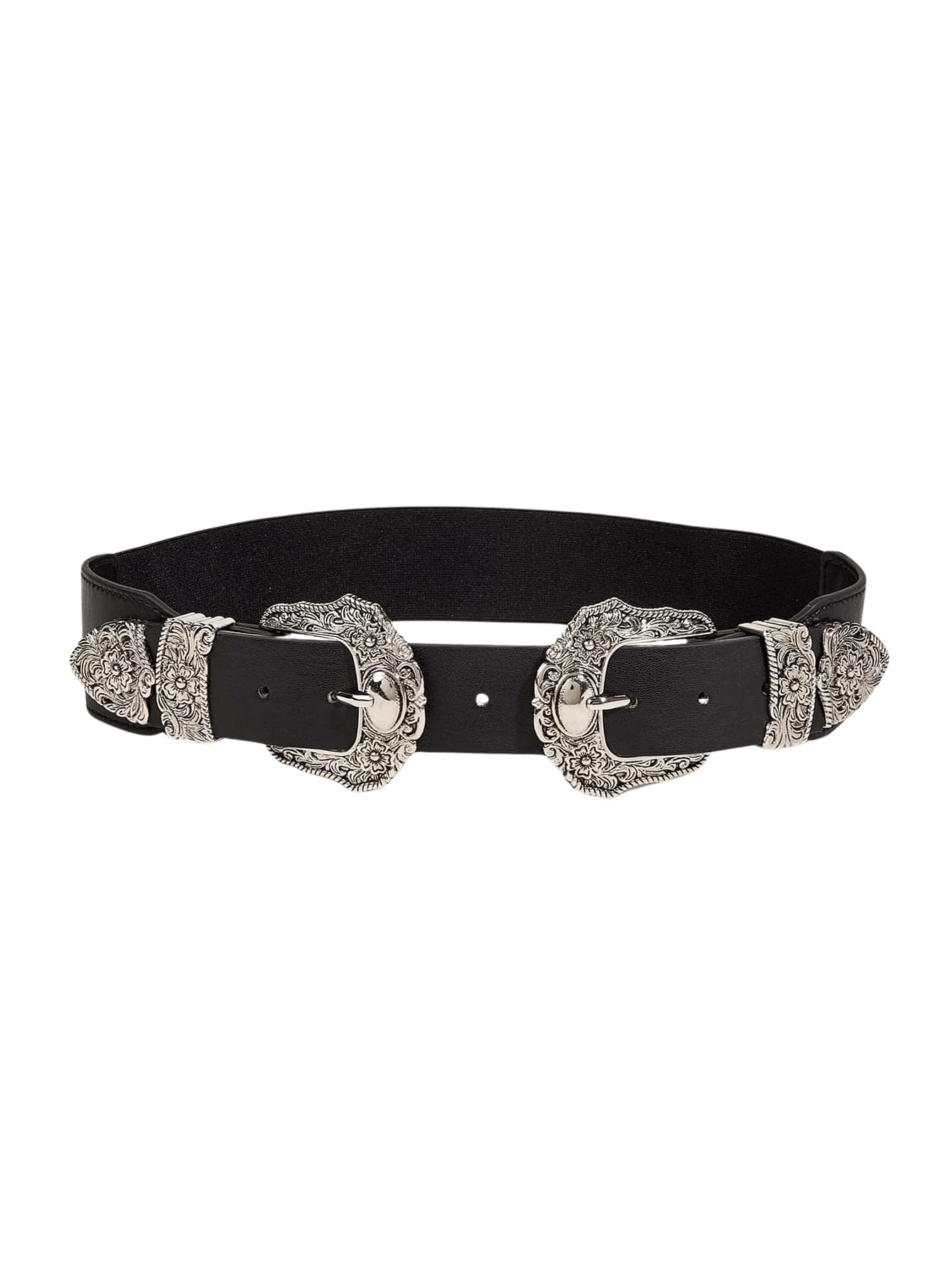 Womens Cowgirl Western Belts Double Bucket Embossed Genuine Leather Belts