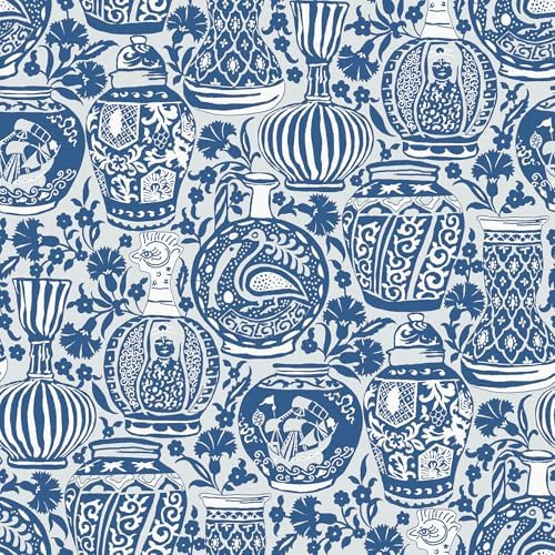 RoomMates Delft Pottery Blue Peel and Stick Wallpaper, RMWS1273 ...