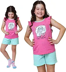 Conjunto Pijama Infantil Menino ou Menina Camiseta, Regata 100% Algodão Leve Fresquinho Verão Macio
