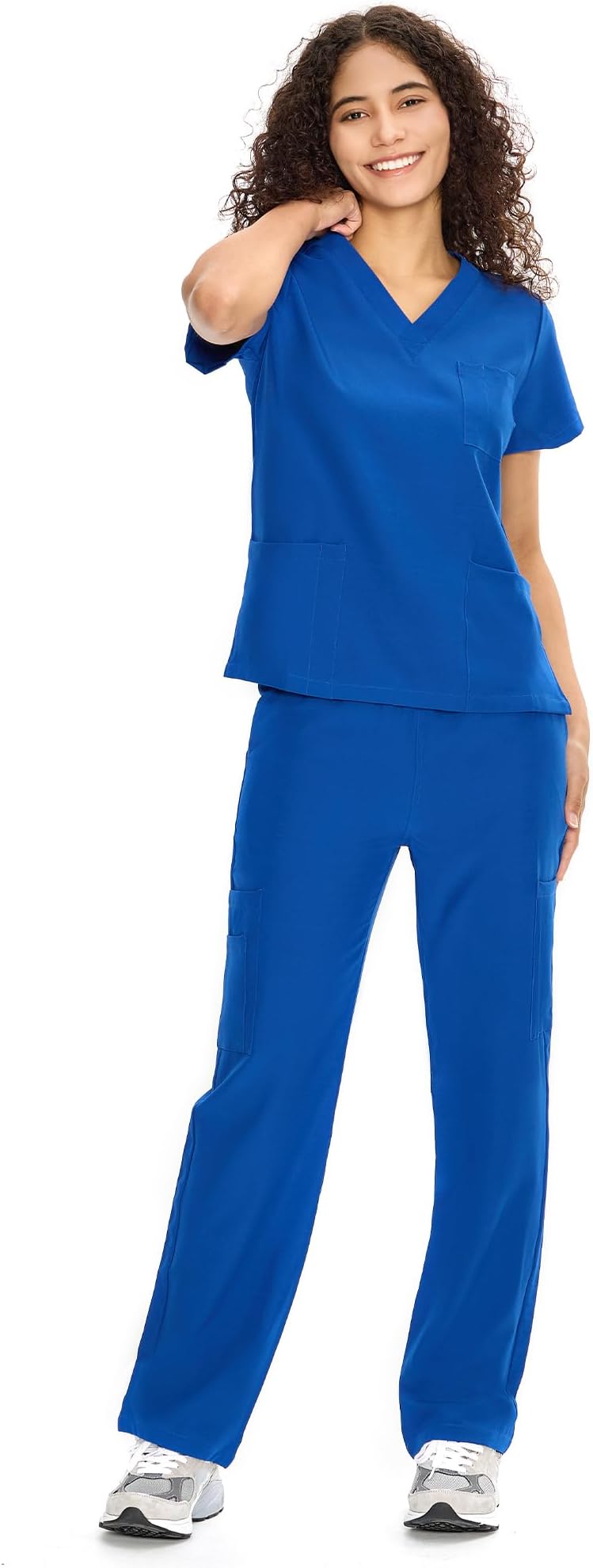 Scrubs for Women Set Medical Uniform - V-Neck Top & Straight Leg Pants with 9 Pockets, Unisex Workwear COZY SCRUBS