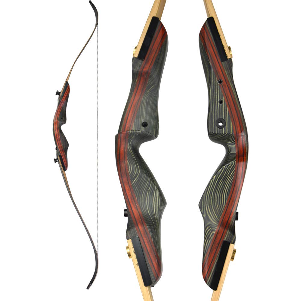 HNZMDY 62 Takedown Arc Classique Set Arc Recourbés et Flèche pour Adulte Débutant 20 25 30 35 40 45Lbs Arc de Chasse Droite Arc en Bois pour la Chasse et Le Tir