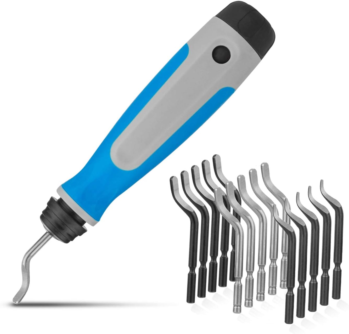 STARVAST Rubber Hand Deburring Tool Set with 15 Pcs 360 Degree Rotary Deburr Blades, Israeli Craft Burr Remover Tool for Plastic, Aluminum, Copper and Steel
