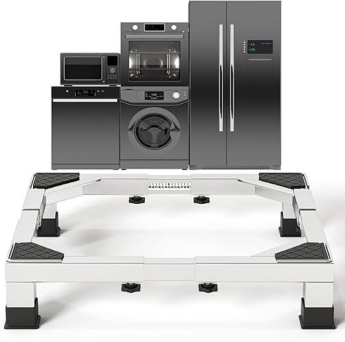 Soporte de acero inoxidable resistente para lavadora y secadora con 4 pies fuertes, base de soporte de lavadora y base universal para
