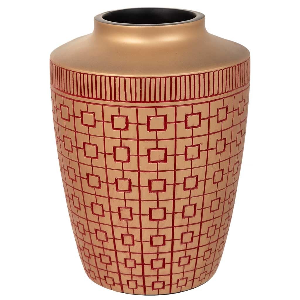WANDERLUST DECO Jarrón de poliresina Rojo 18x18x24