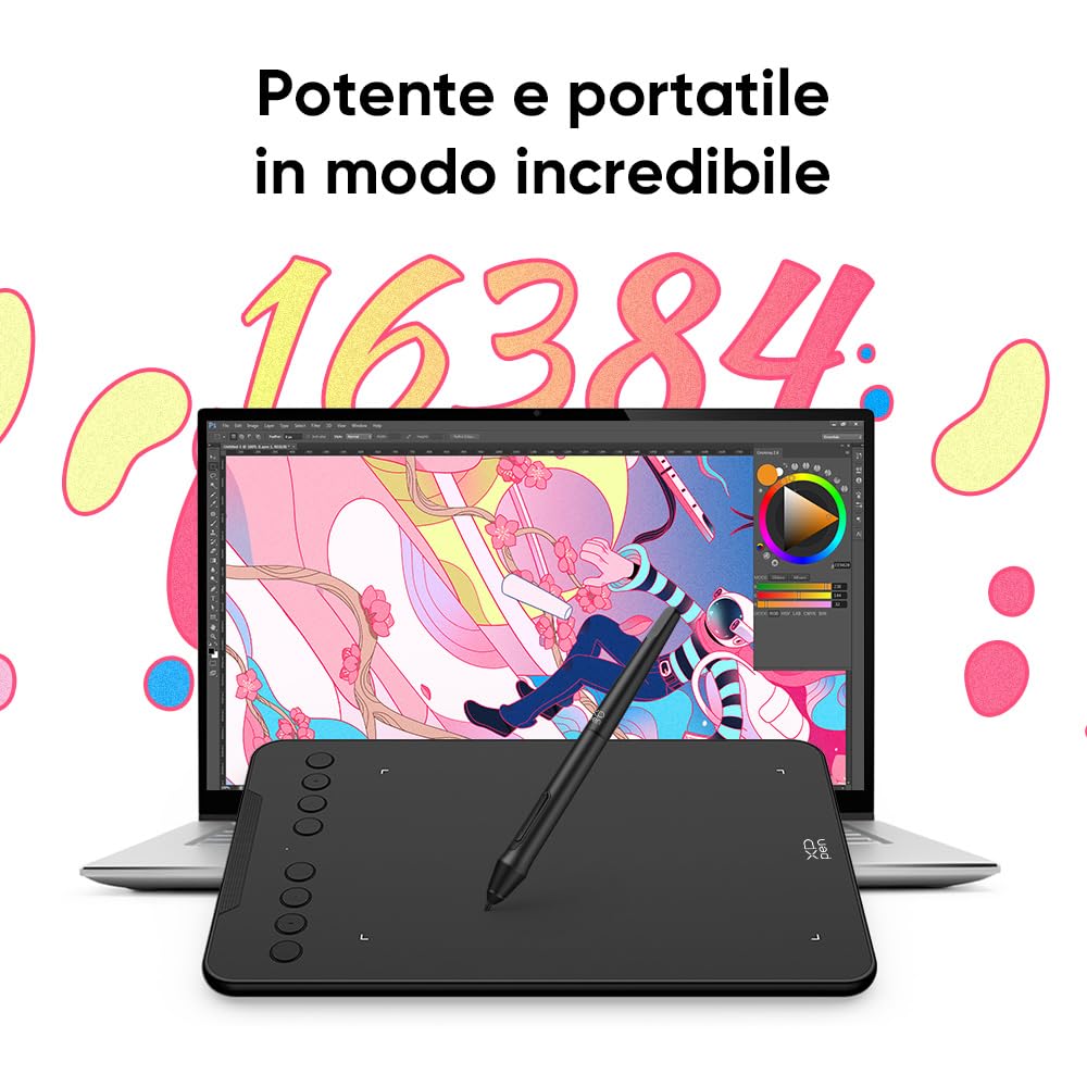 XPPen Deco Mini7 V2 Tavoletta Grafica con penna senza batteria 16384 livelli, per disegno, OSU Play, Compatibile con Windows/MAC OS/Android 10.0/Chrome OS
