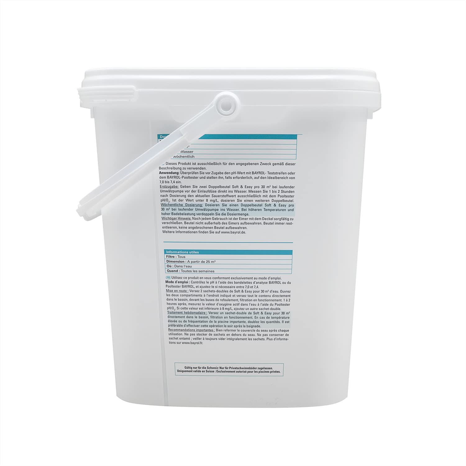 BAYROL Soft & Easy 30m3 (12 sachets) - 5,04kg | Oxygène Actif Multiaction - Désinfection Régulière Multifonction sans Chlore - Sachets pré-dosés + 10 Tests HPS OFFERTS 6 en 1